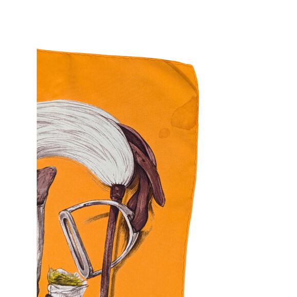 Authentic Hermes A Propos de Bottes Orange Silk Scarf 90 - Picture 6 of 8